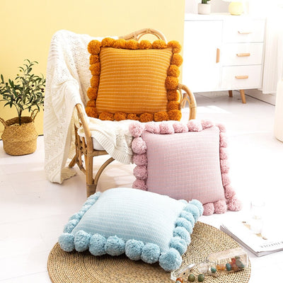 Knitted Throw Pillow Back Pillow Pad Office Lumbar Pillow
